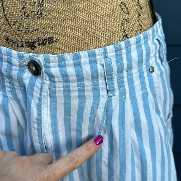 💙🤍💙Urban outfitters 10 baggy striped pants blue white wide leg pleated - Picture 4 of 9